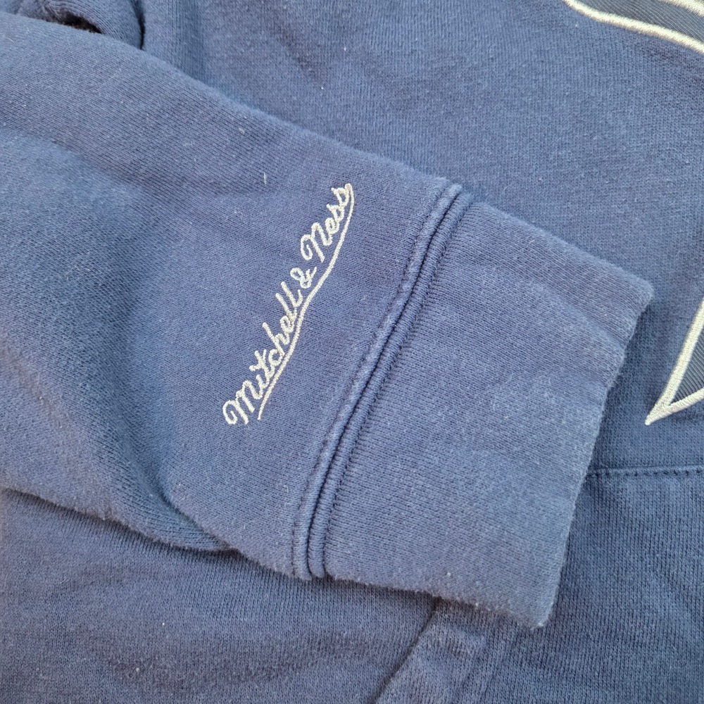 Dallas Cowboys Mitchell & Ness Hoodie Mens M Lace Up Throwback NFL Navy Blue - Picture 9 of 10